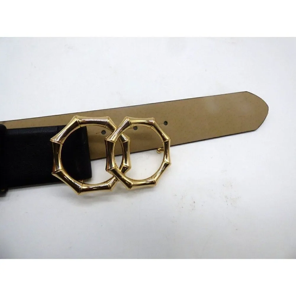INC International Concepts Double-Circle Bamboo-Buckle Belt, Black